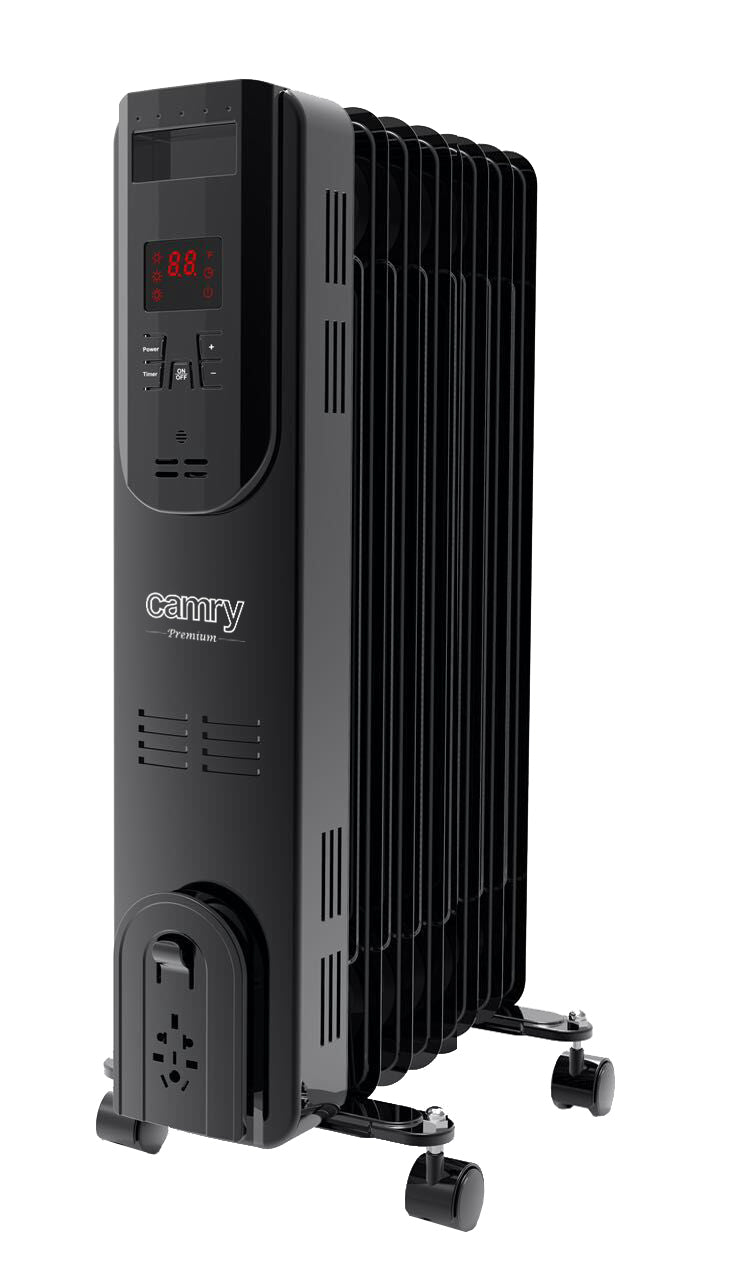 Calorifer electric cu ulei, 1500 W, 7 elementi, telecomanda, display LED, negru, Camry CR7812