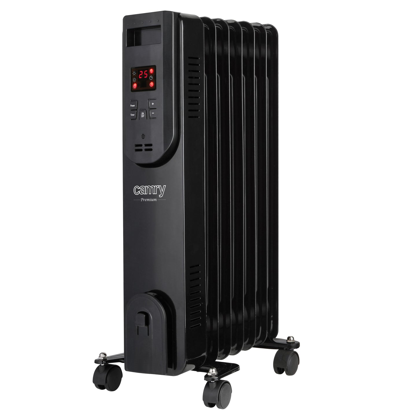 Calorifer electric cu ulei, 1500 W, 7 elementi, telecomanda, display LED, negru, Camry CR7812