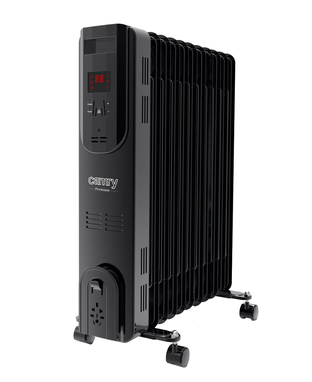 Calorifer electric cu ulei, 11 elementi, 2500 W, telecomanda, display LED, protectie supraincalzire, negru, Camry CR7813