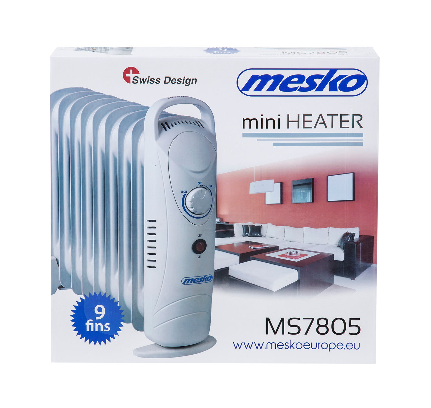 Calorifer electric cu ulei, 1000 W, 9 elementi, Mesko MS7805