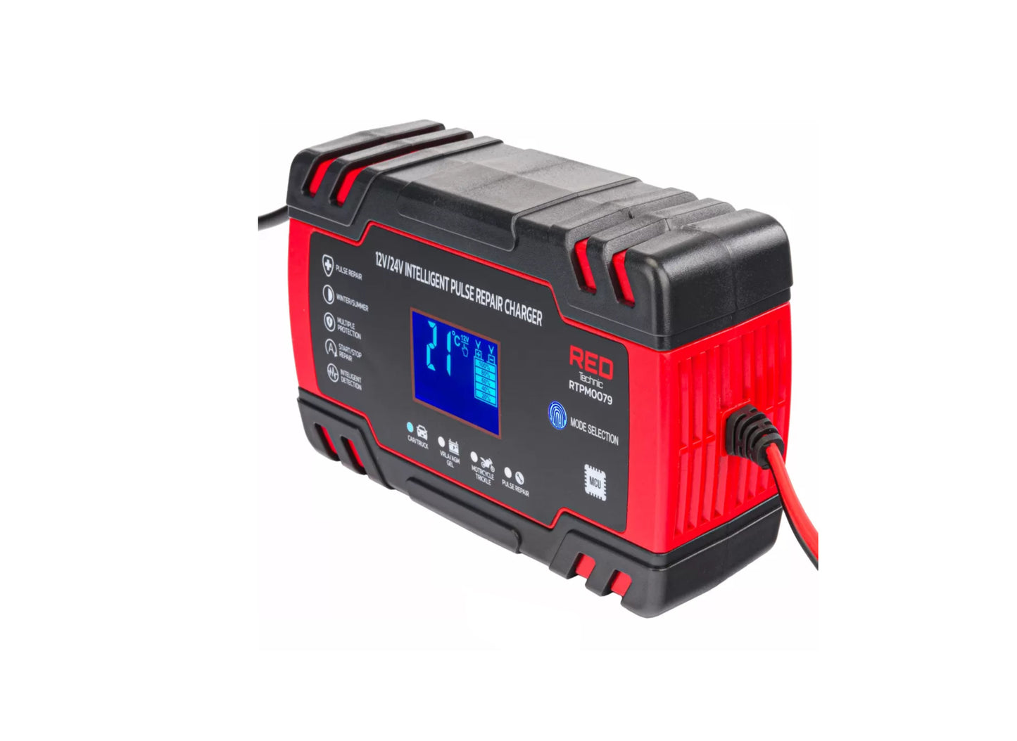 Redresor cu microprocesor, 12 V / 24 V, 8A, Red Technic RTPM0079