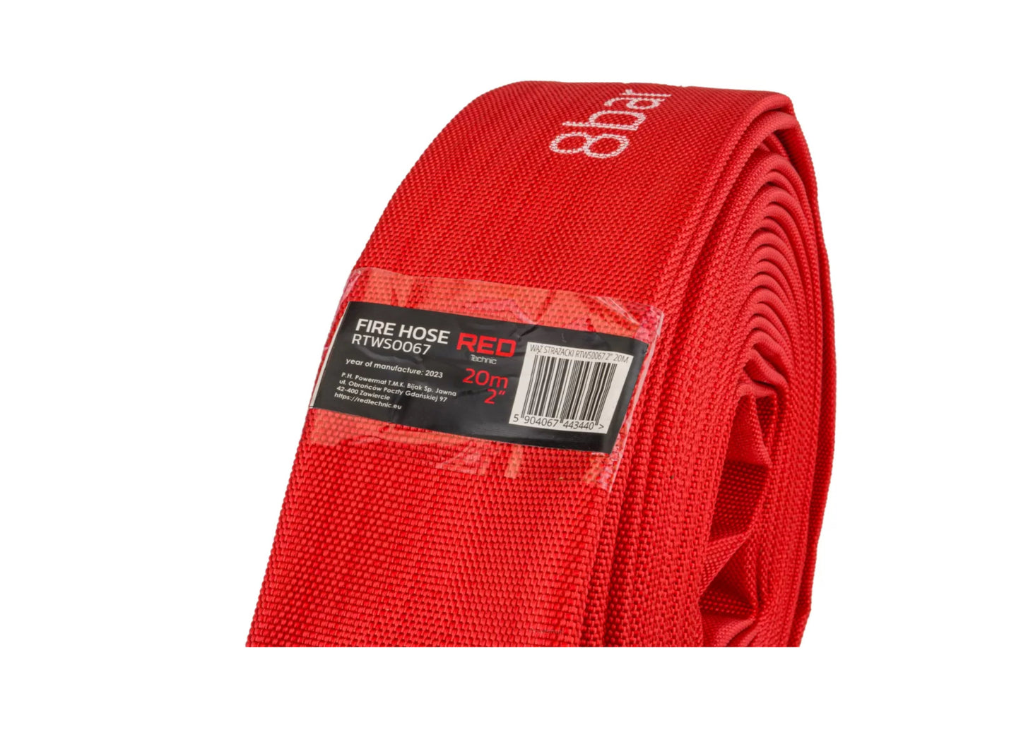 Furtun tip pompier cu conector rapid, 2", 20 m, 8 bar, Red Technic RTWS0067