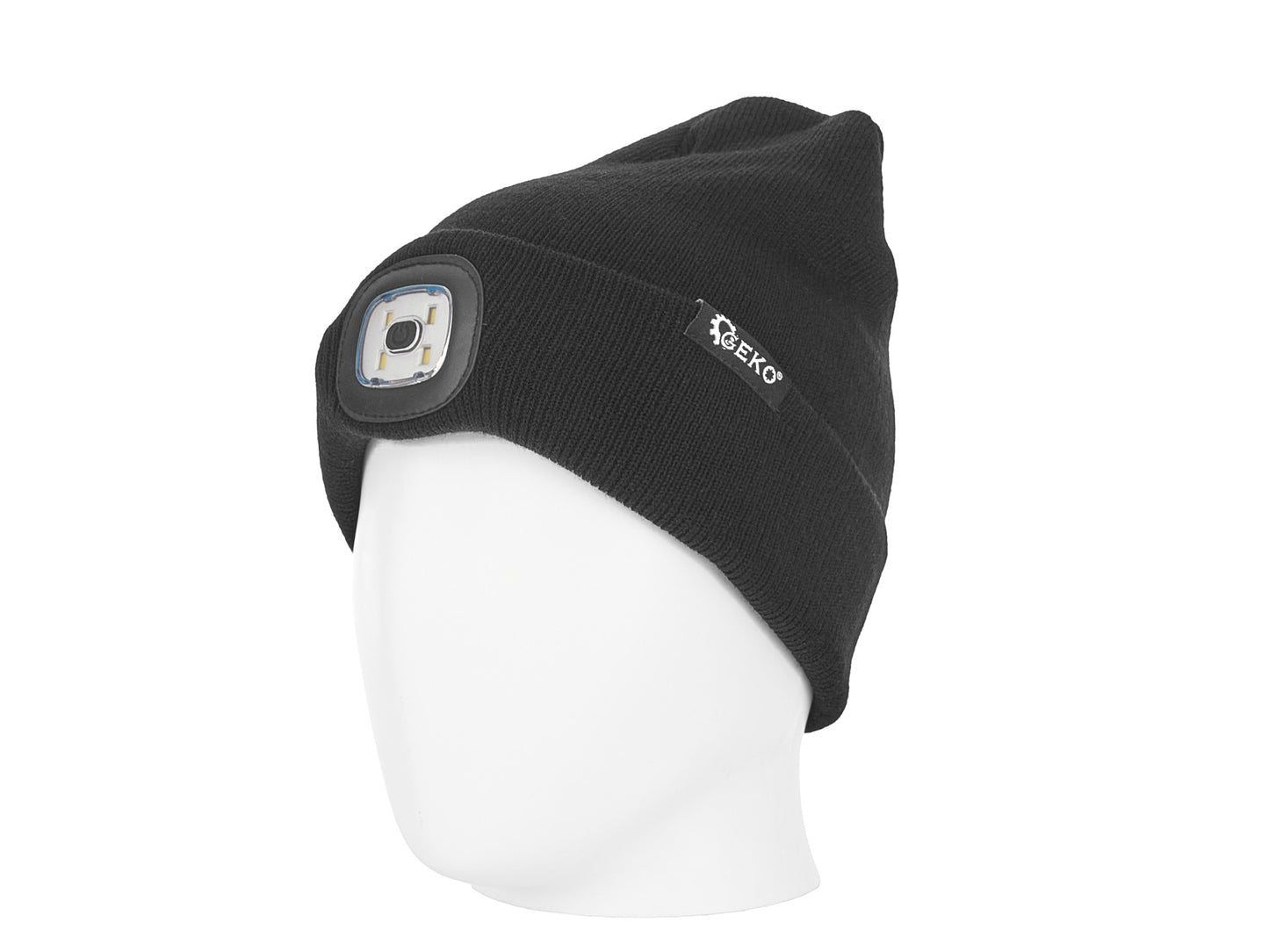Caciula de iarna cu lanterna LED reincarcabila, negru, Geko G90407