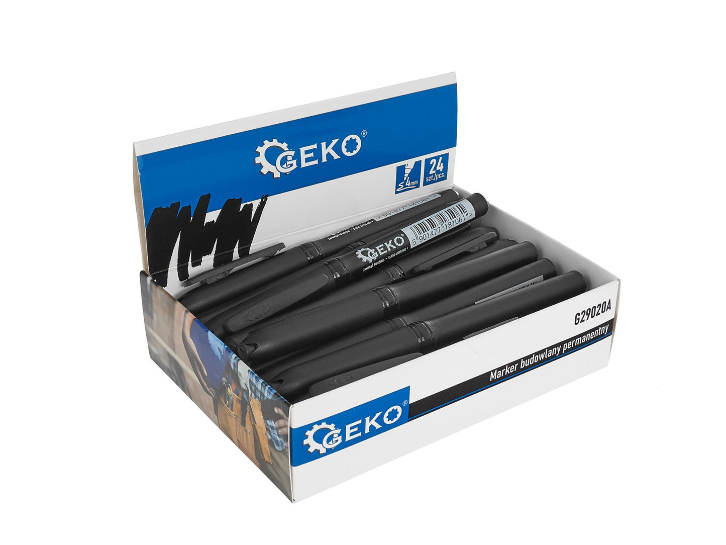 Set markere permanente pentru constructii, 24 elemente, Geko G29020A