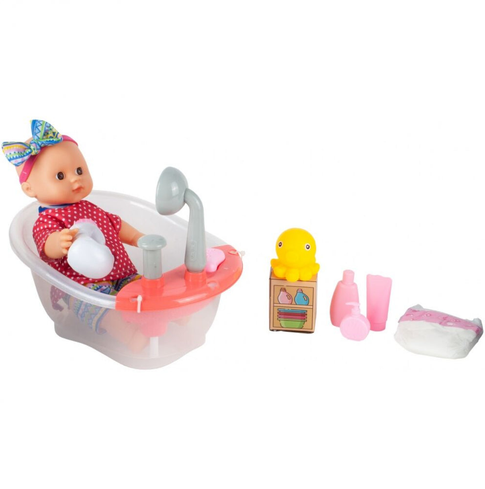 Bebelus cu cadita si accesorii de baie, MalPlay 108255