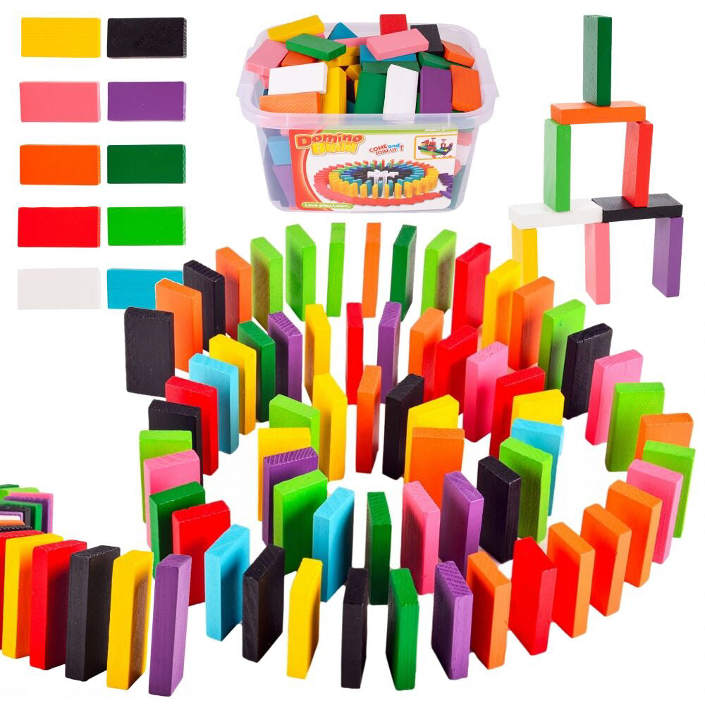 Set cuburi domino pentru copii, cutie depozitare inclusa, 200 piese, MalPlay 108036