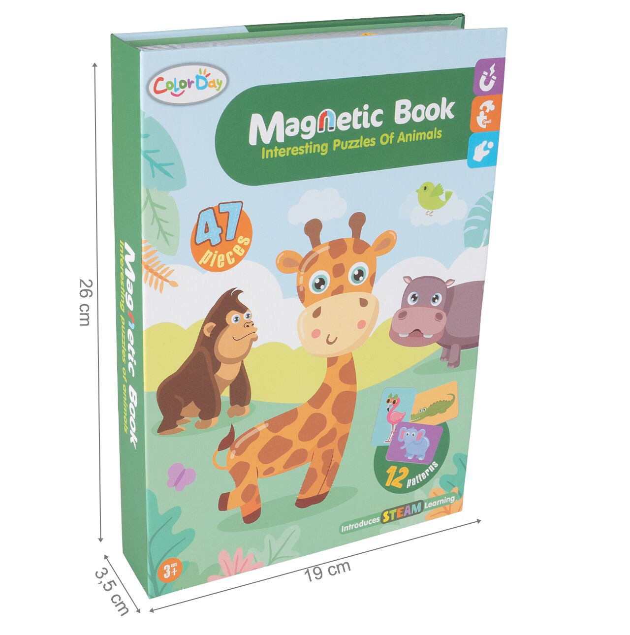 Puzzle magnetic cu animale, 26.5 x 19 x 4 cm, Multicolor, MalPlay 109827
