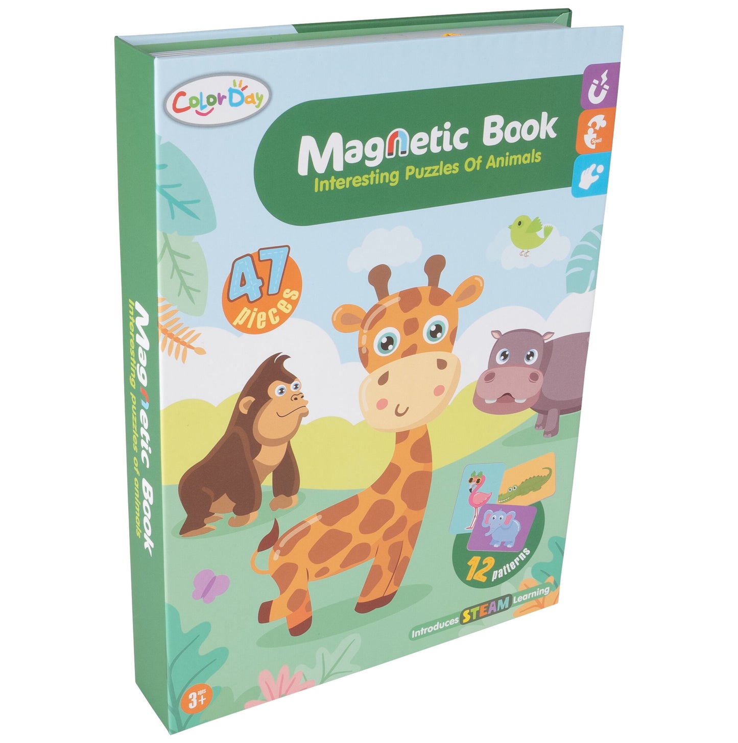 Puzzle magnetic cu animale, 26.5 x 19 x 4 cm, Multicolor, MalPlay 109827