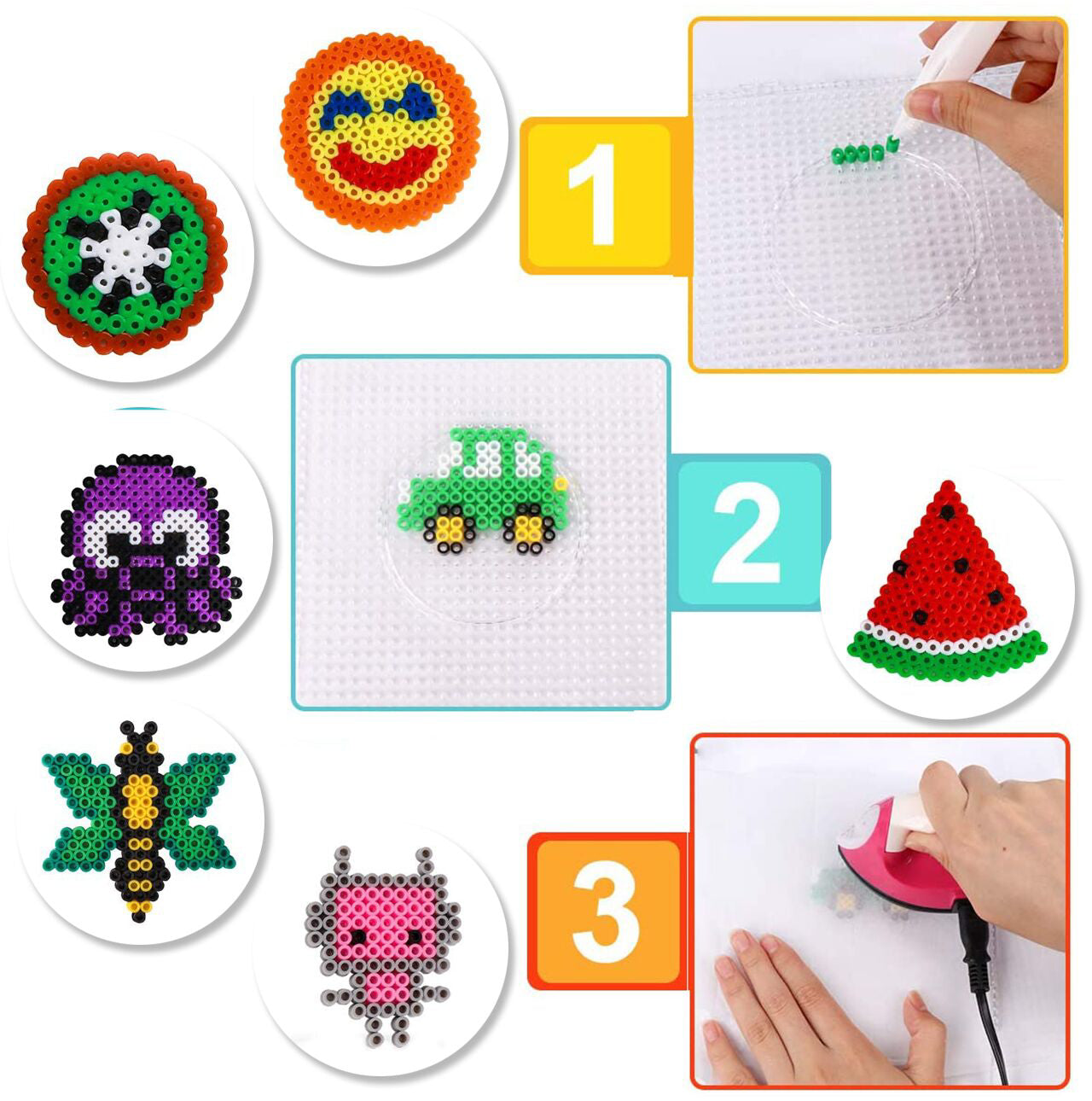 Set margele de calcat, 4 sabloane, 8000 elemente, MalPlay 110877