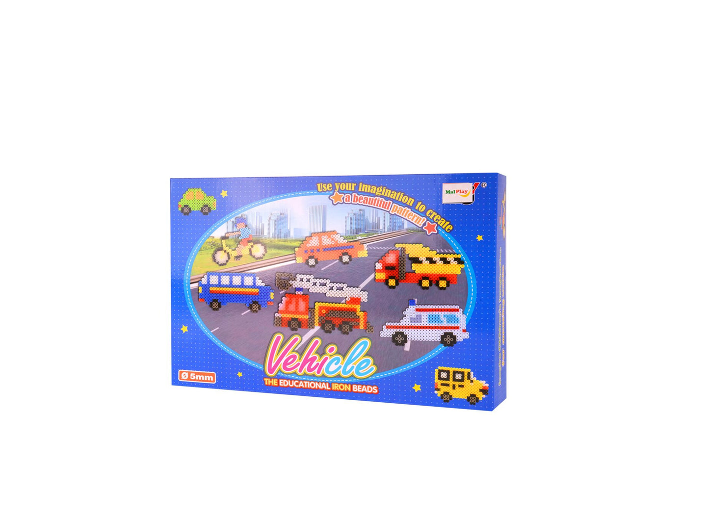 Set creativ margele de calcat, sabloane pentru masini, 6000 elemente, MalPlay 110885