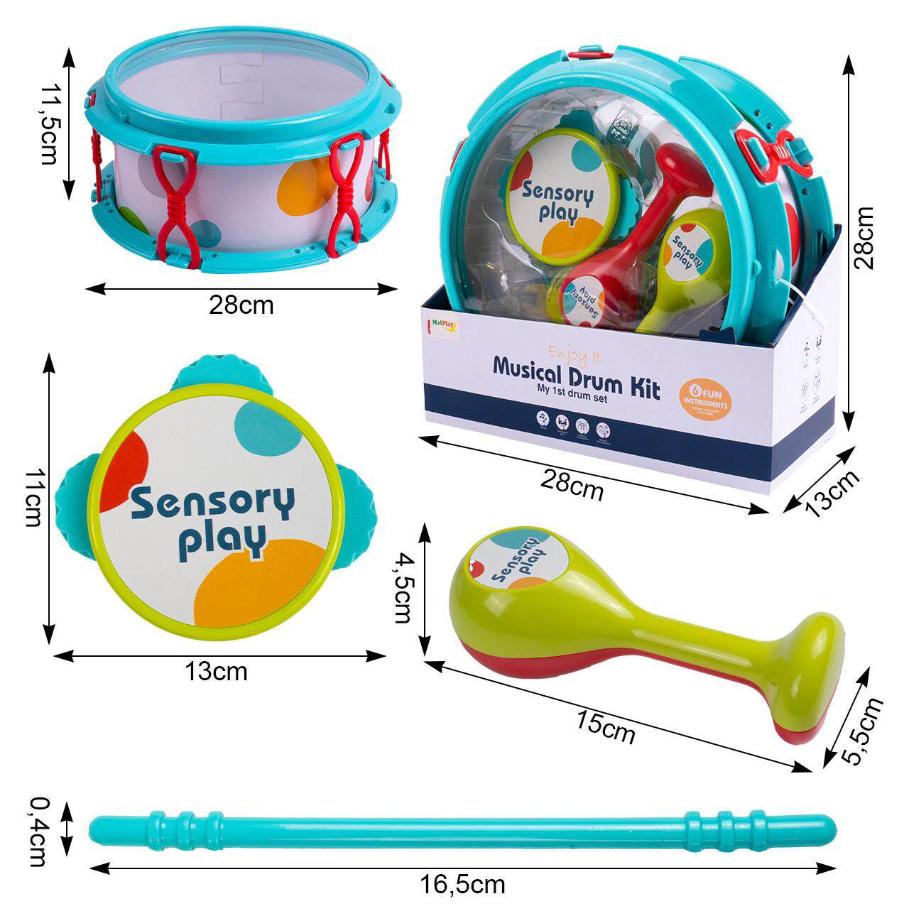 Set 4 instrumente muzicale pentru bebelusi, MalPlay 110135
