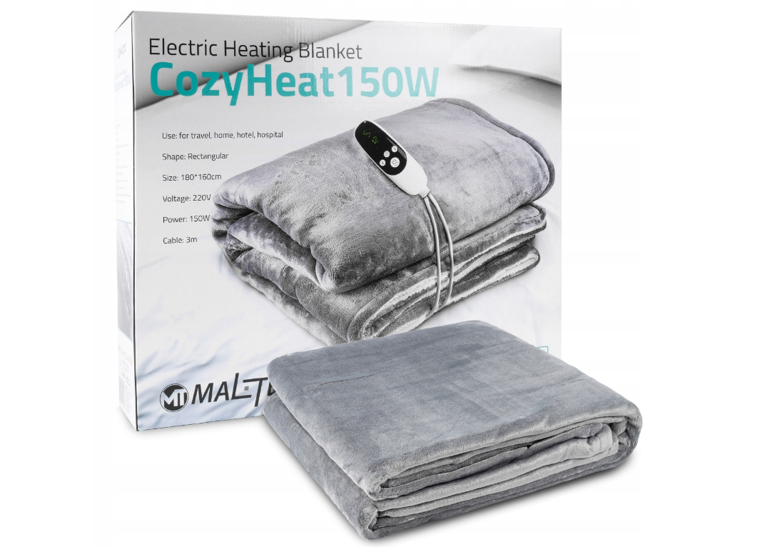 Patura electrica cu incalzire, telecomanda, temporizator, 180 x 160 cm, MalTec 110633