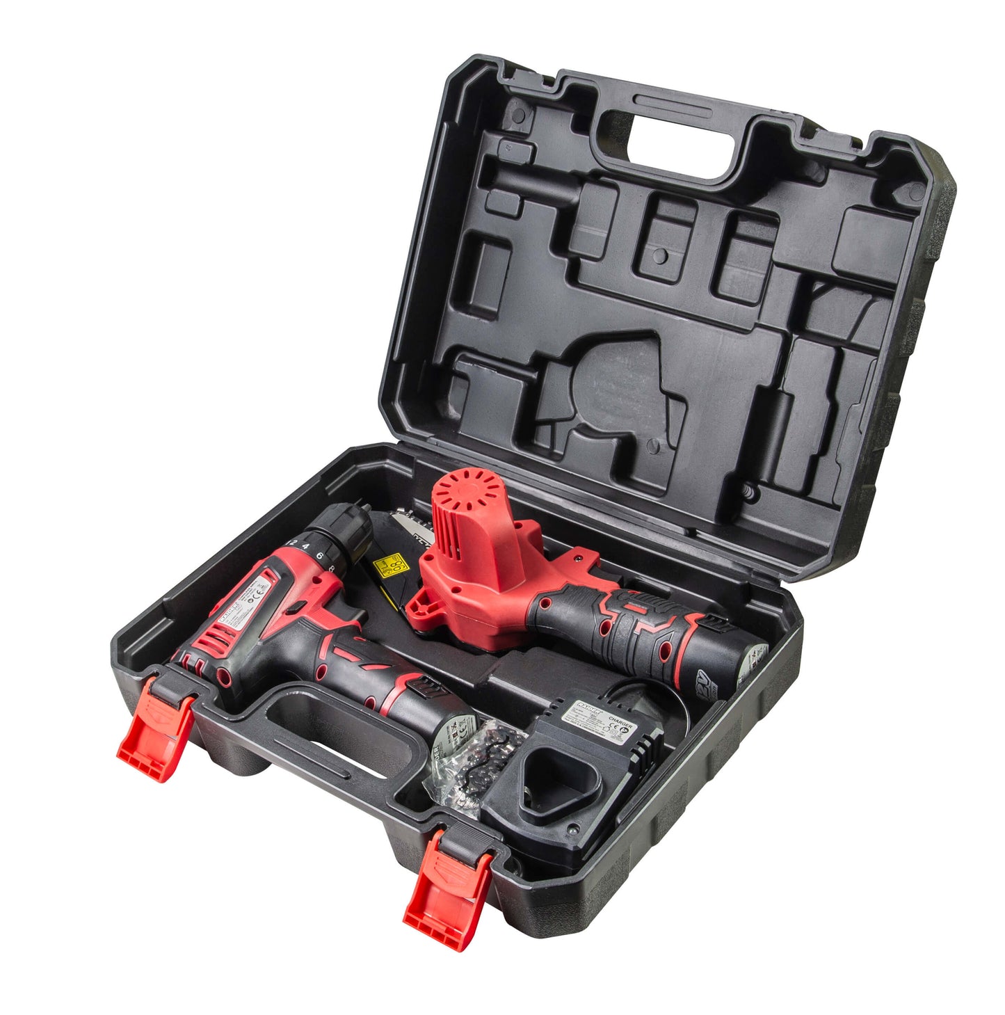 Set bormasina si fierastrau electric cu acumulator RDP-CDLGP02, 12 V, 2 X 2Ah, Raider 075733