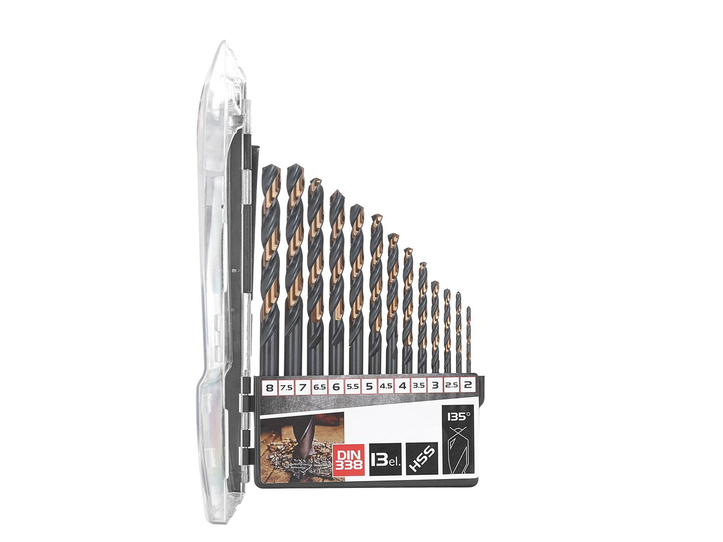 Set burghie pentru metal HSS, 2.0 - 8.0 mm, 13 elemente, Tvardy T02000