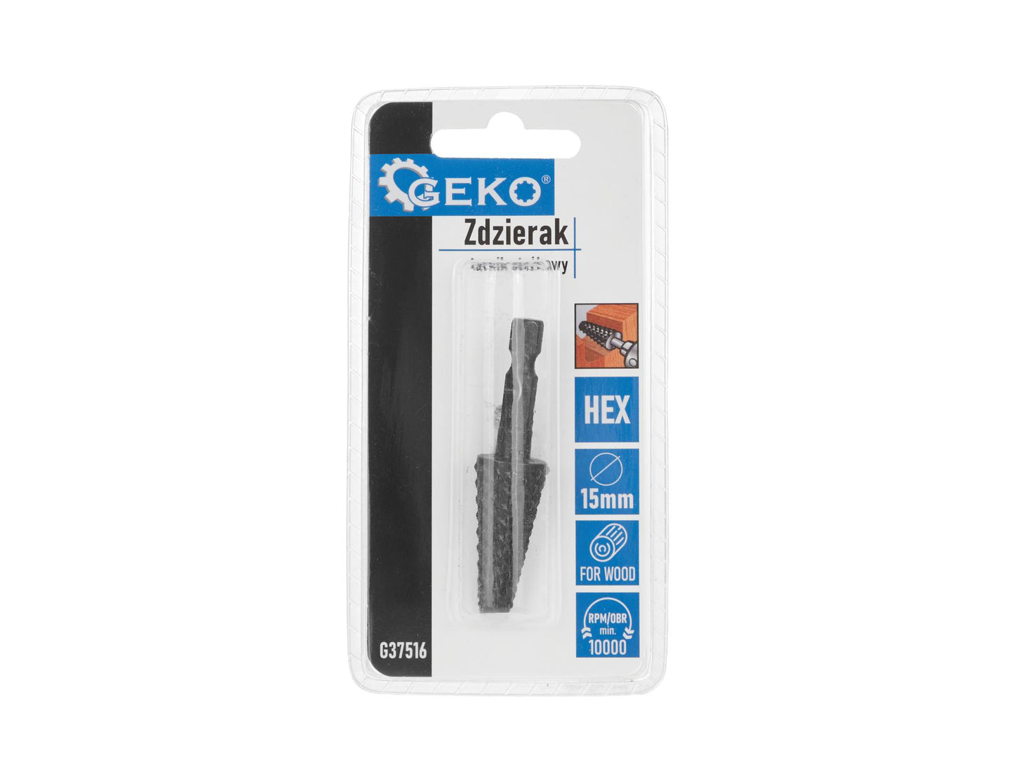 Freza conica pentru lemn, 15 mm, prindere HEX, Geko G37516