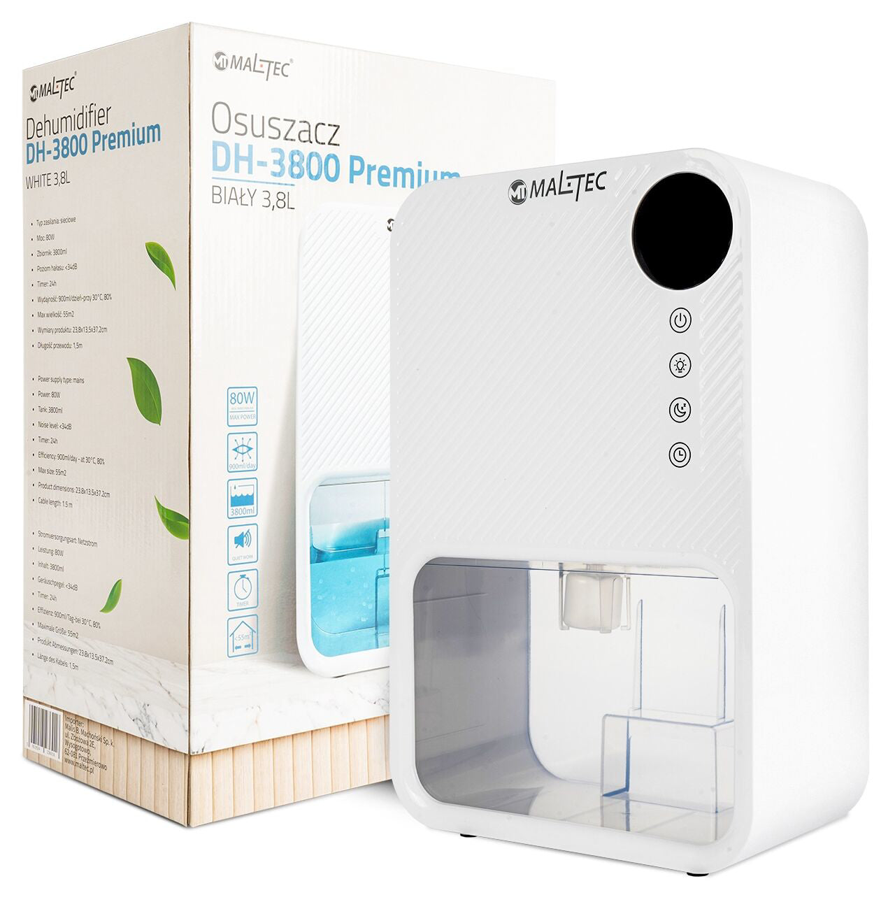 Dezumidificator MalTec DH3800, 80 W, culoare alb, model Premium