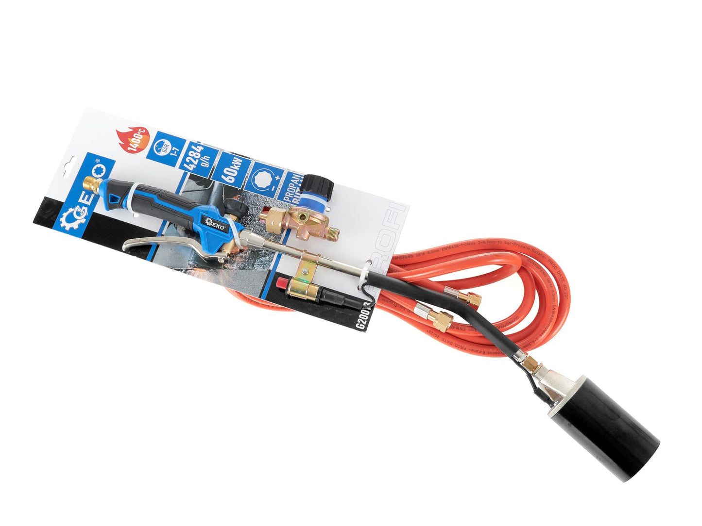 Arzator pe gaz cu accesorii, 70 cm, 5 m furtun, reductor, Geko G20013