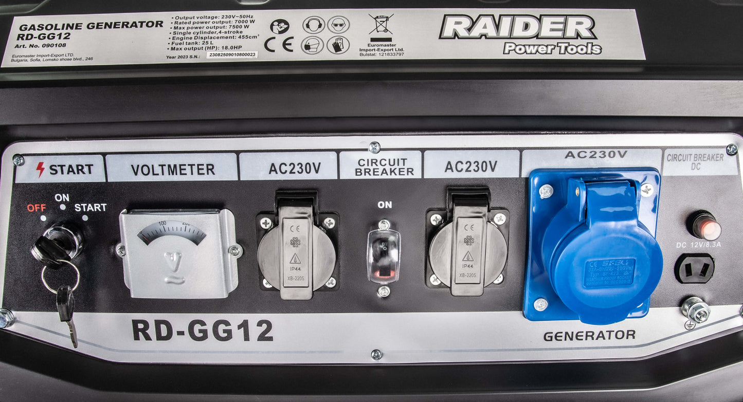 Generator de curent pe benzina RD-GG12, 7 kW, Raider 090108