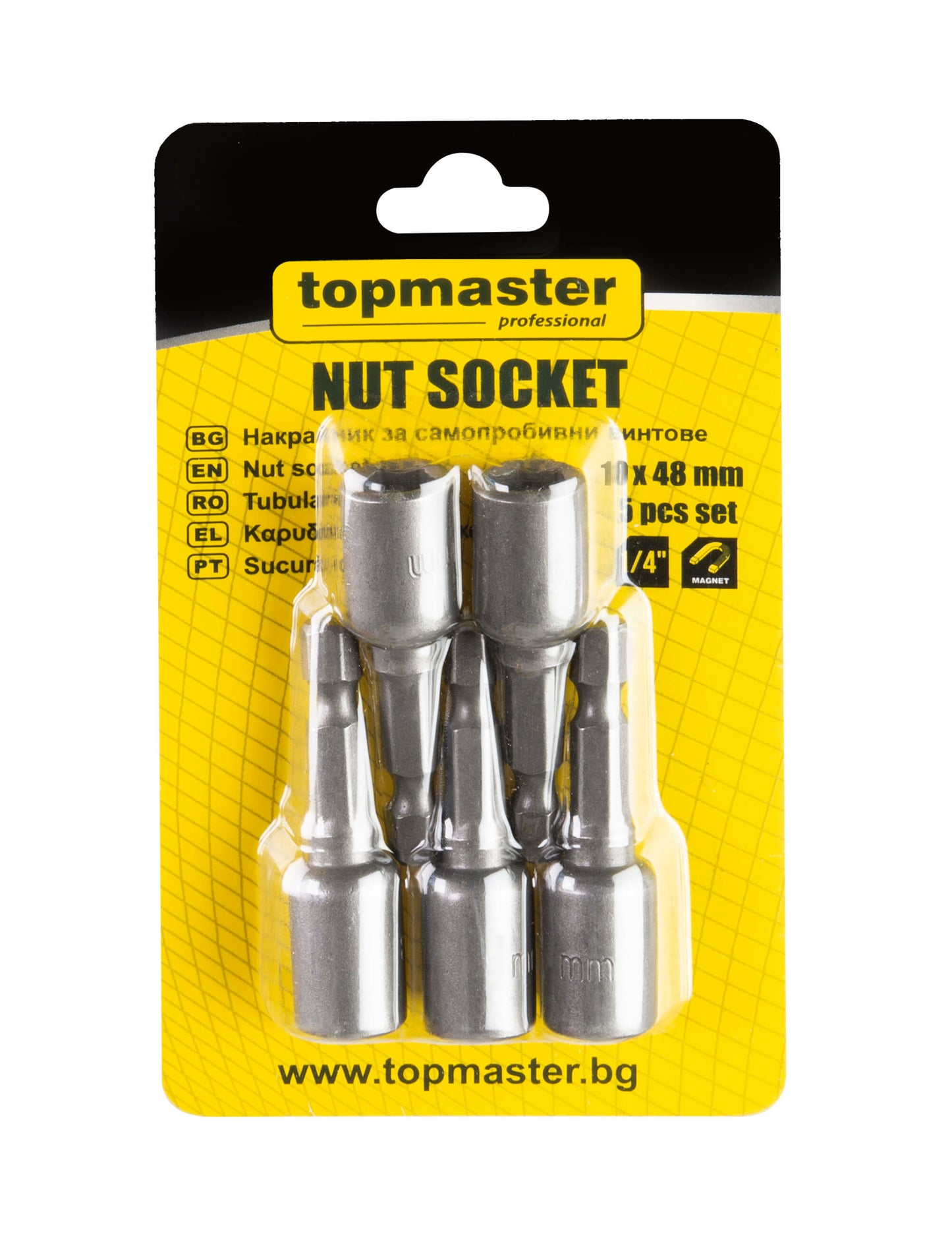 Set biti cu tubulara, 10 x 48 mm, 5 elemente, Topmaster 338623