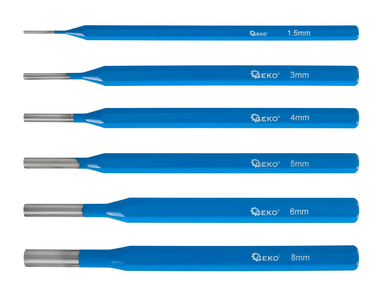 Set dornuri cilindrice, 1.5 - 8 mm, 6 elemente, Geko G38551