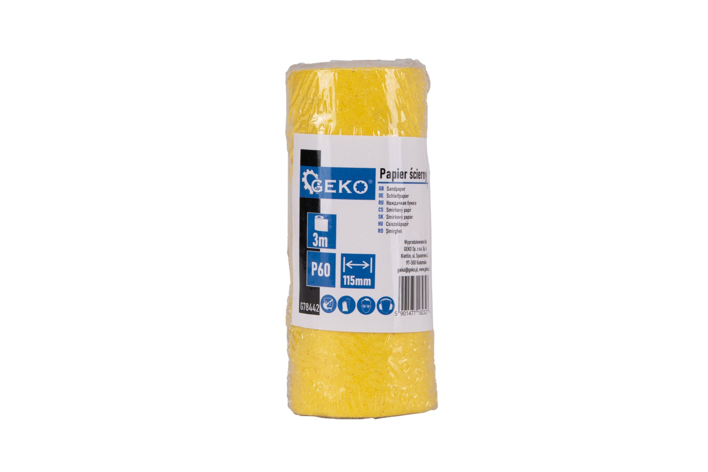 Hartie abraziva pentru slefuit, 115 mm x 3 m, P60, Geko G78442
