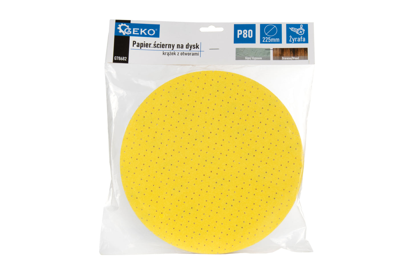 Hartie abraziva din oxid de aluminiu pentru slefuitor de pereti, 225 mm, P80, Geko G78682