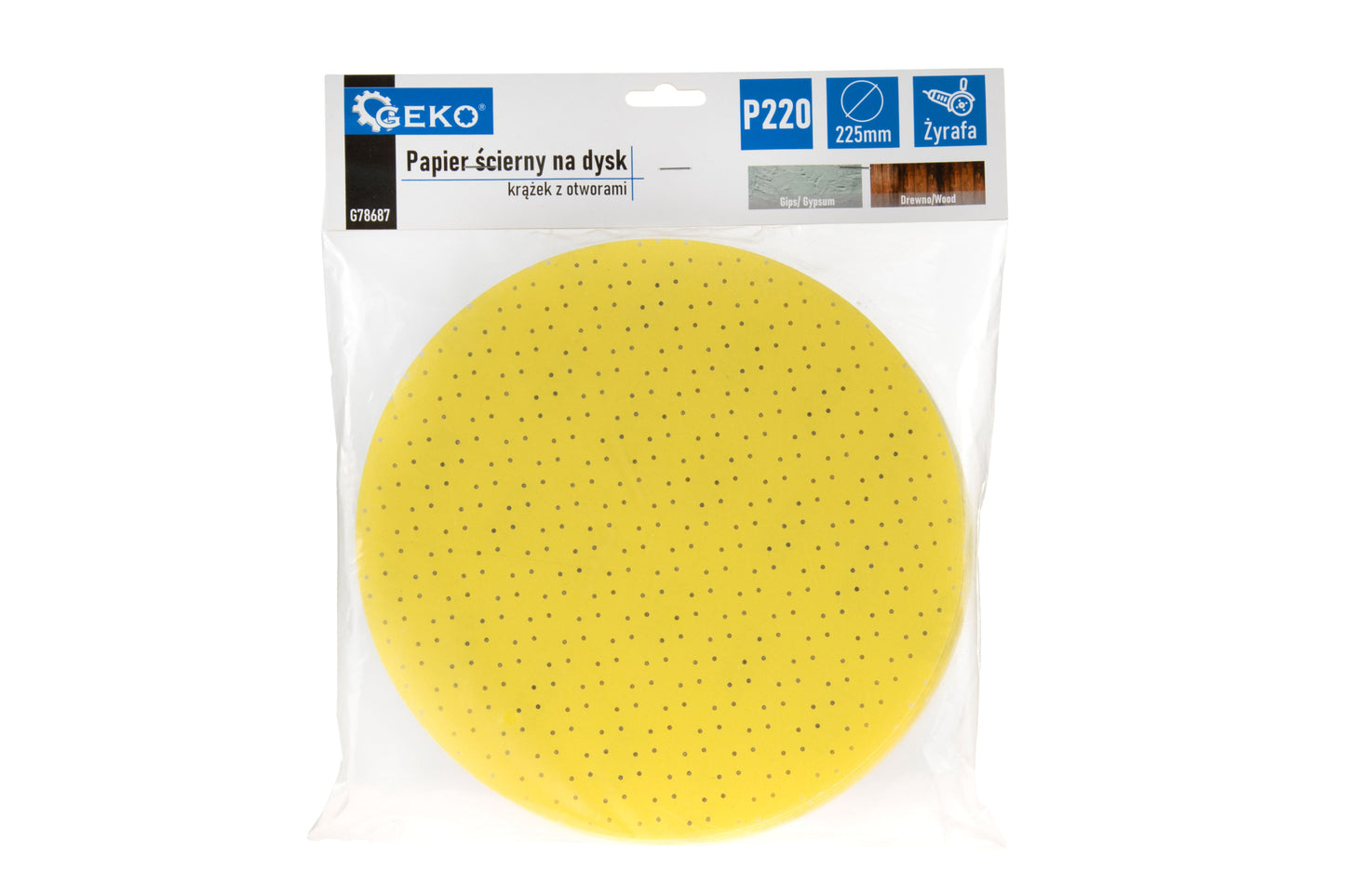 Hartie abraziva din oxid de aluminiu pentru slefuitor de pereti, 225 mm, P220, Geko G78687