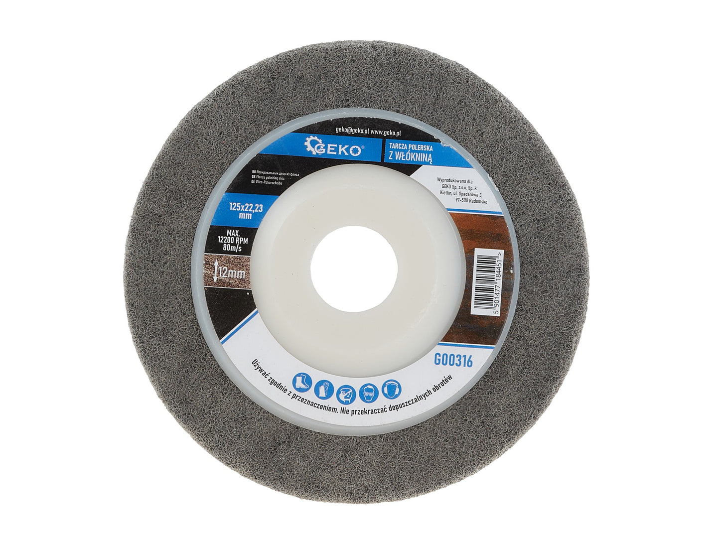 Disc abraziv cu fleece pentru slefuit, 125 mm, Geko G00316