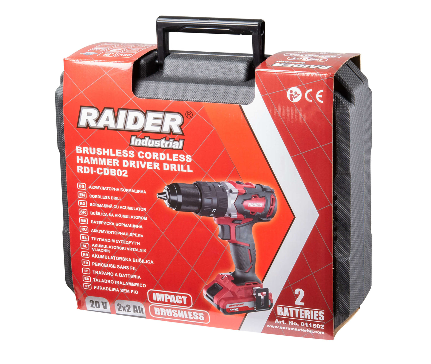 Bormasina cu percutie fara perii RDI-CDB02, acumulator 2 x 2 Ah, 20 V, 62 Nm, Raider 011502