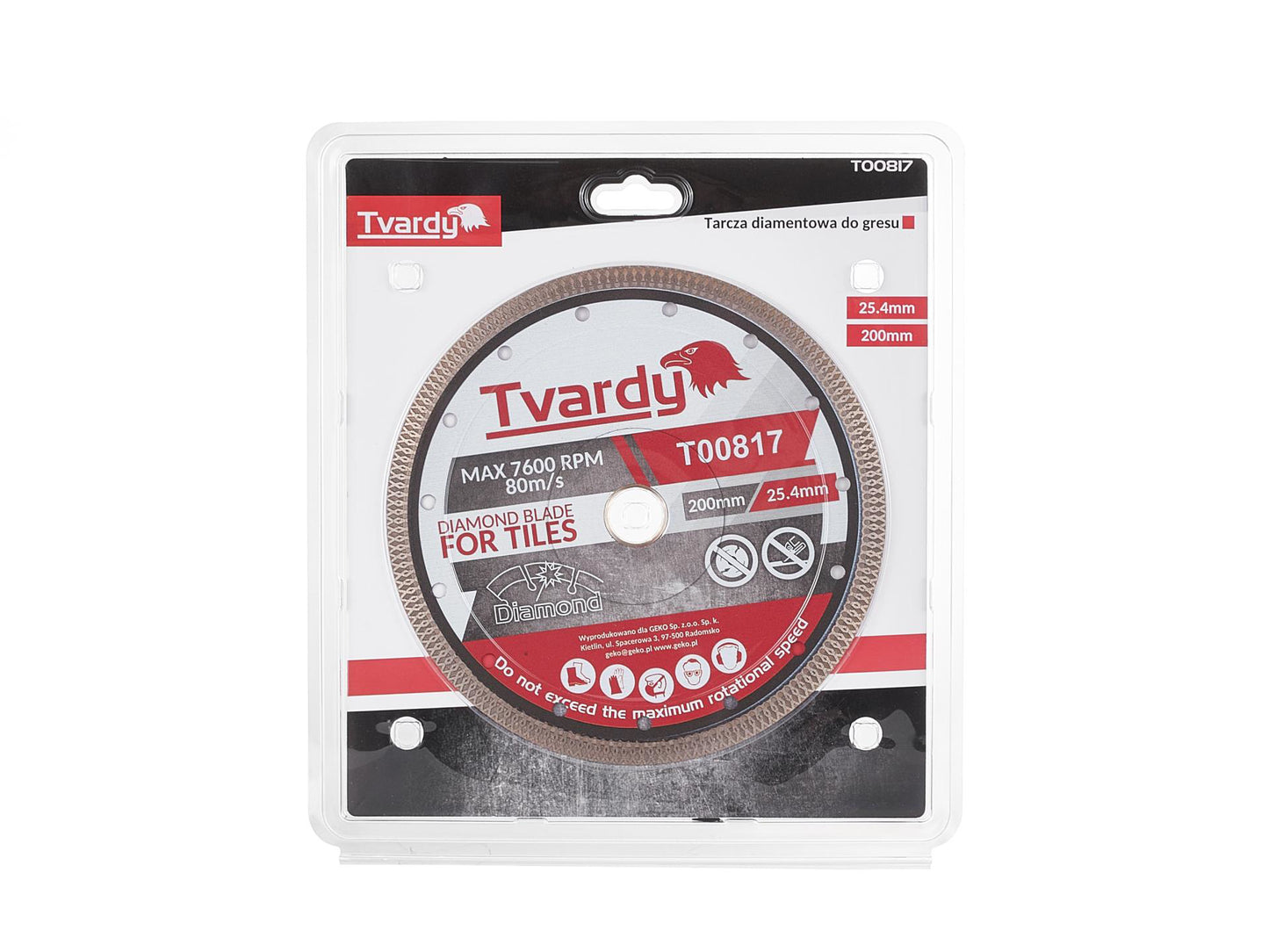 Disc diamantat pentru portelan, 200 x 10 x 22.23 mm, Tvardy T00817