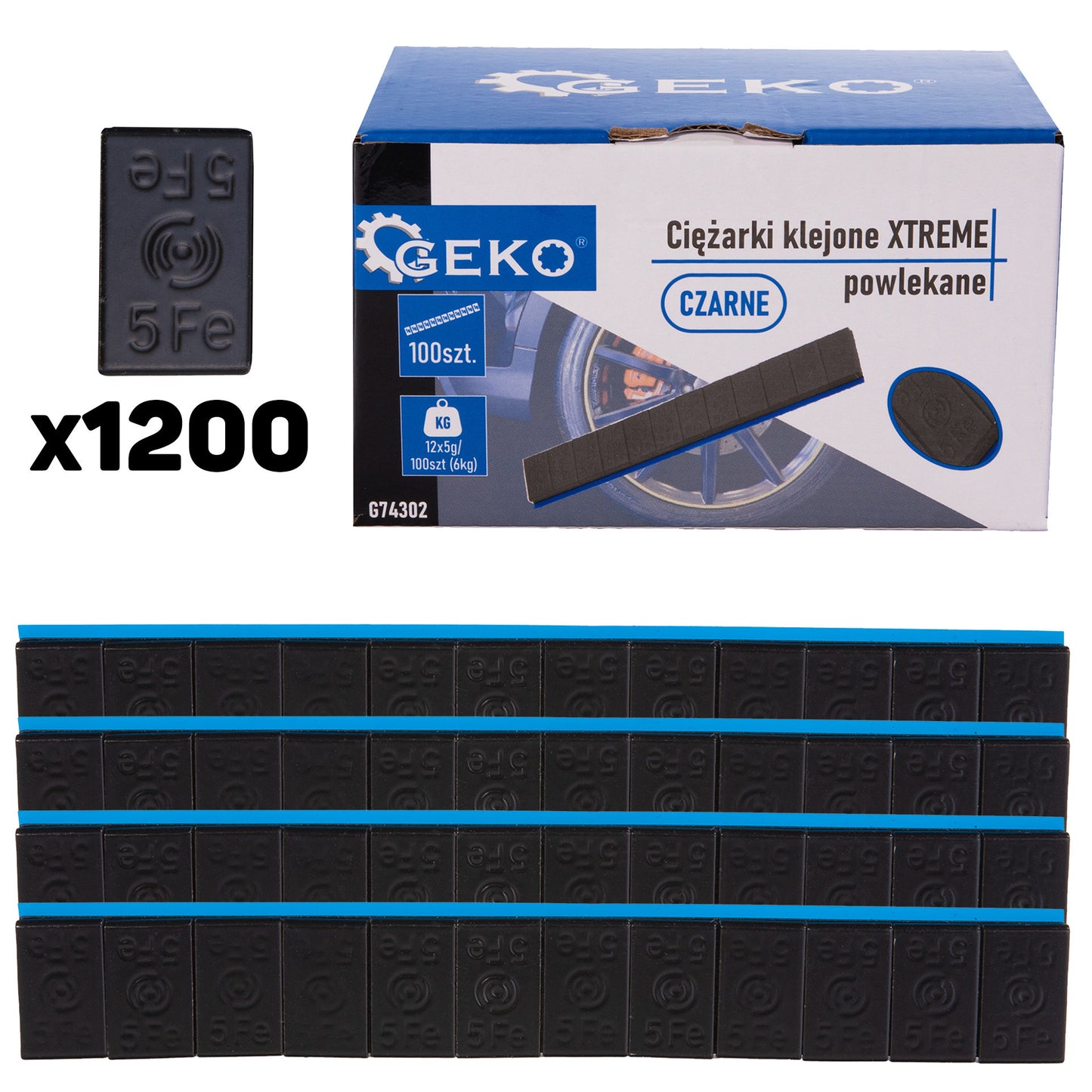 Contra-greutati adezive, 15 x 5 g, 100 elemente, Geko G74302