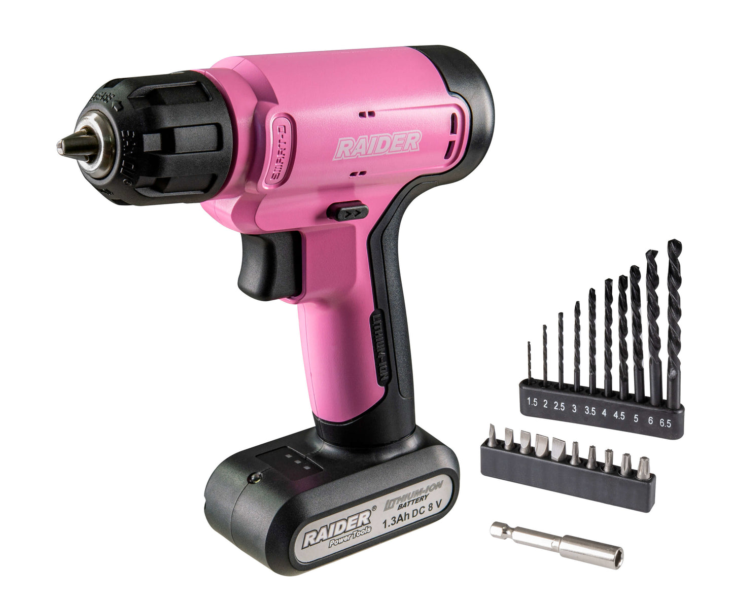 Set bormasina RD-CDL37 21 cu accesorii, acumulator 8 V, 1.3 Ah, 20 Nm, 10 mm, Raider 030182