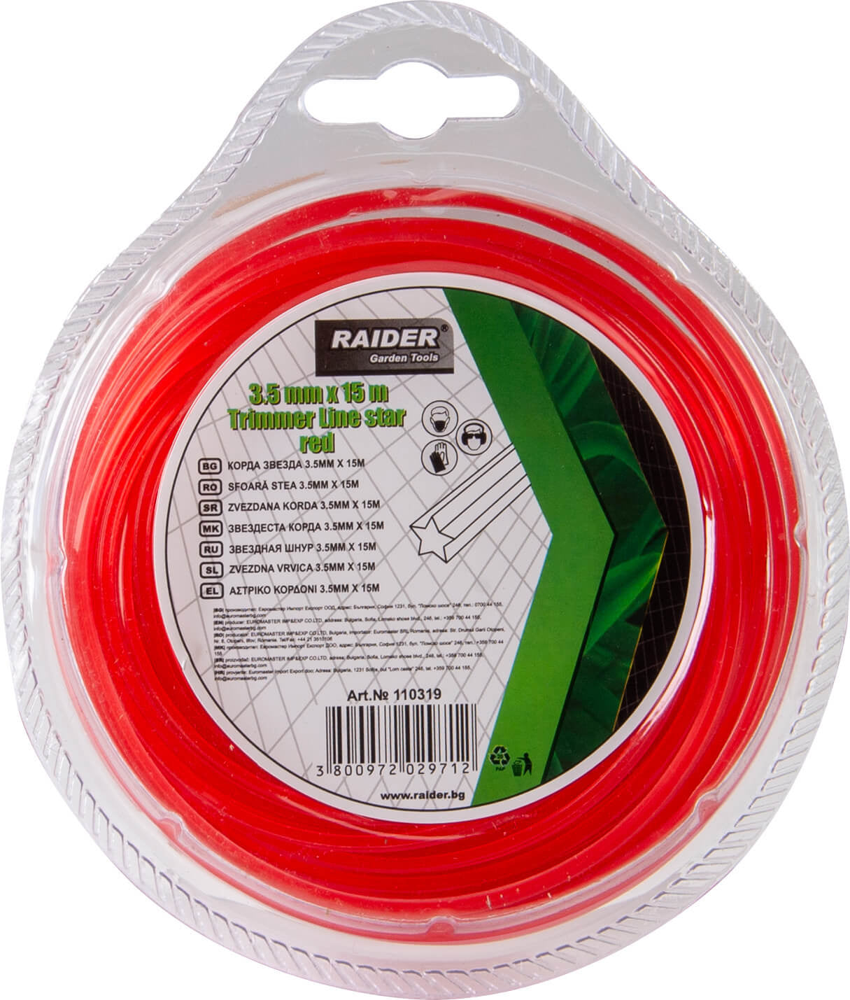 Fir stea pentru motocoasa, 3.5 mm x 15 m, rosu, Raider Garden Tools 110319