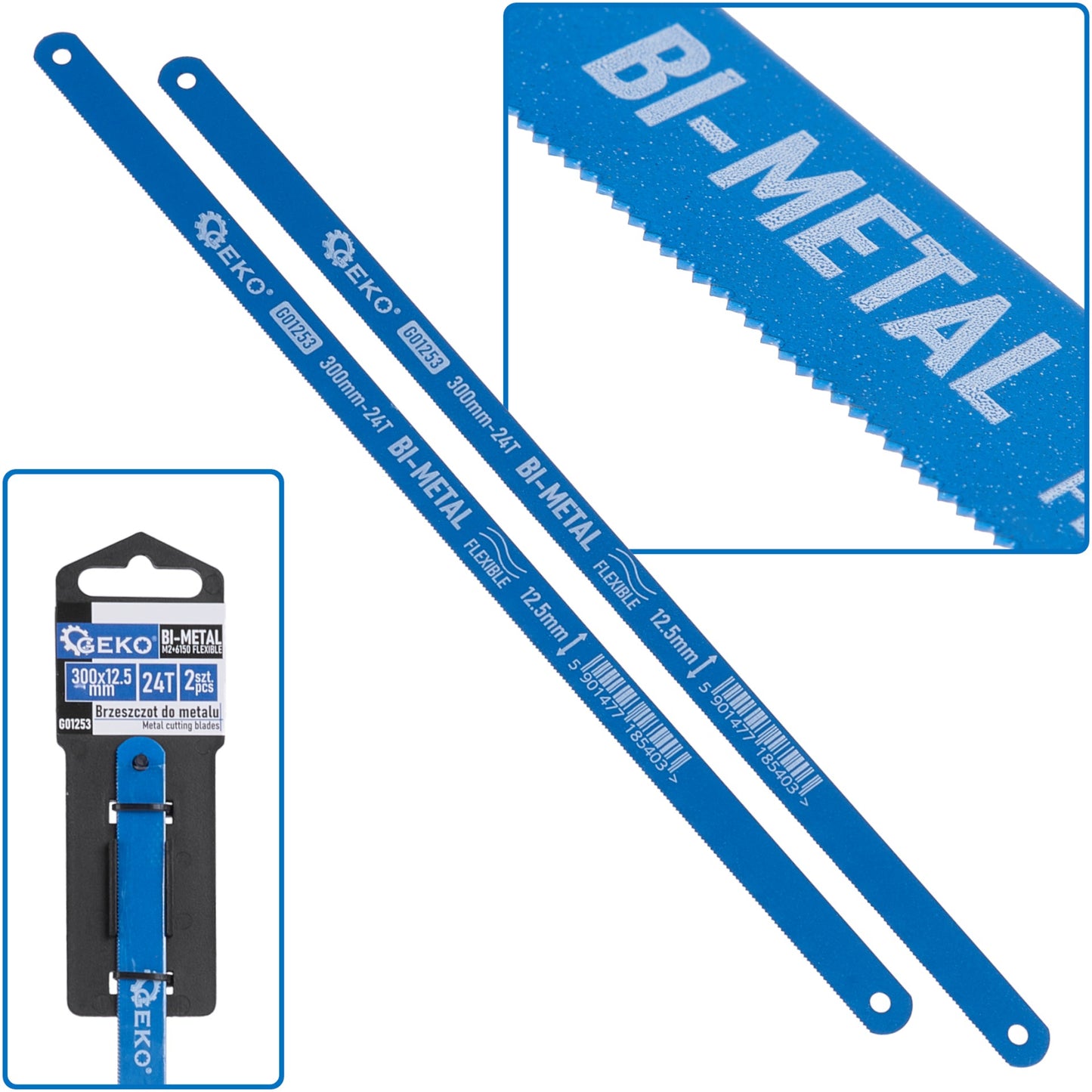 Set lame pentru fierastrau bi-metal, 300 x 12.5 mm, 24 T, 2 elemente, Geko G01253