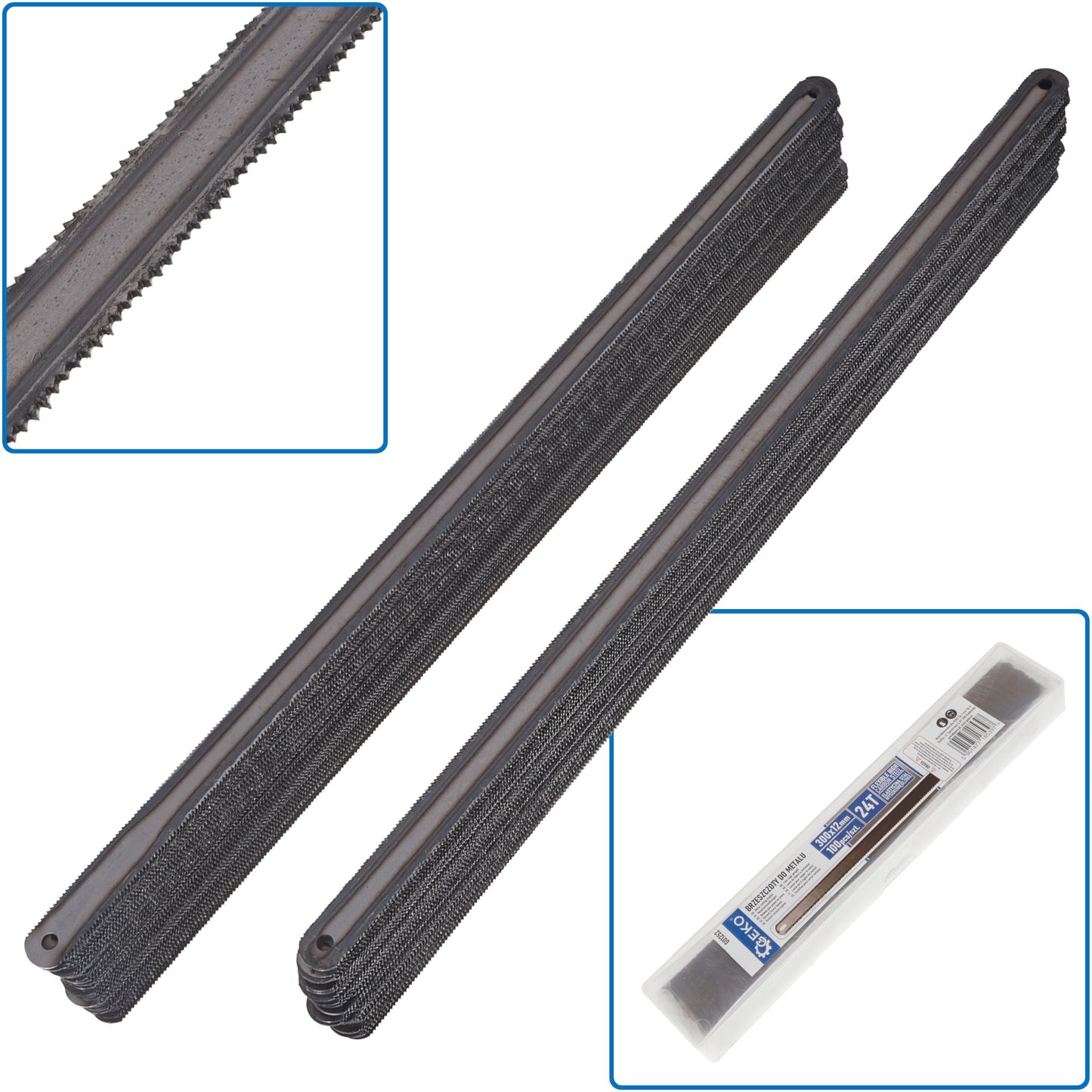 Set lame fierastrau pentru metal, 300 x 12 mm, 24T, 100 elemente, Geko G01252