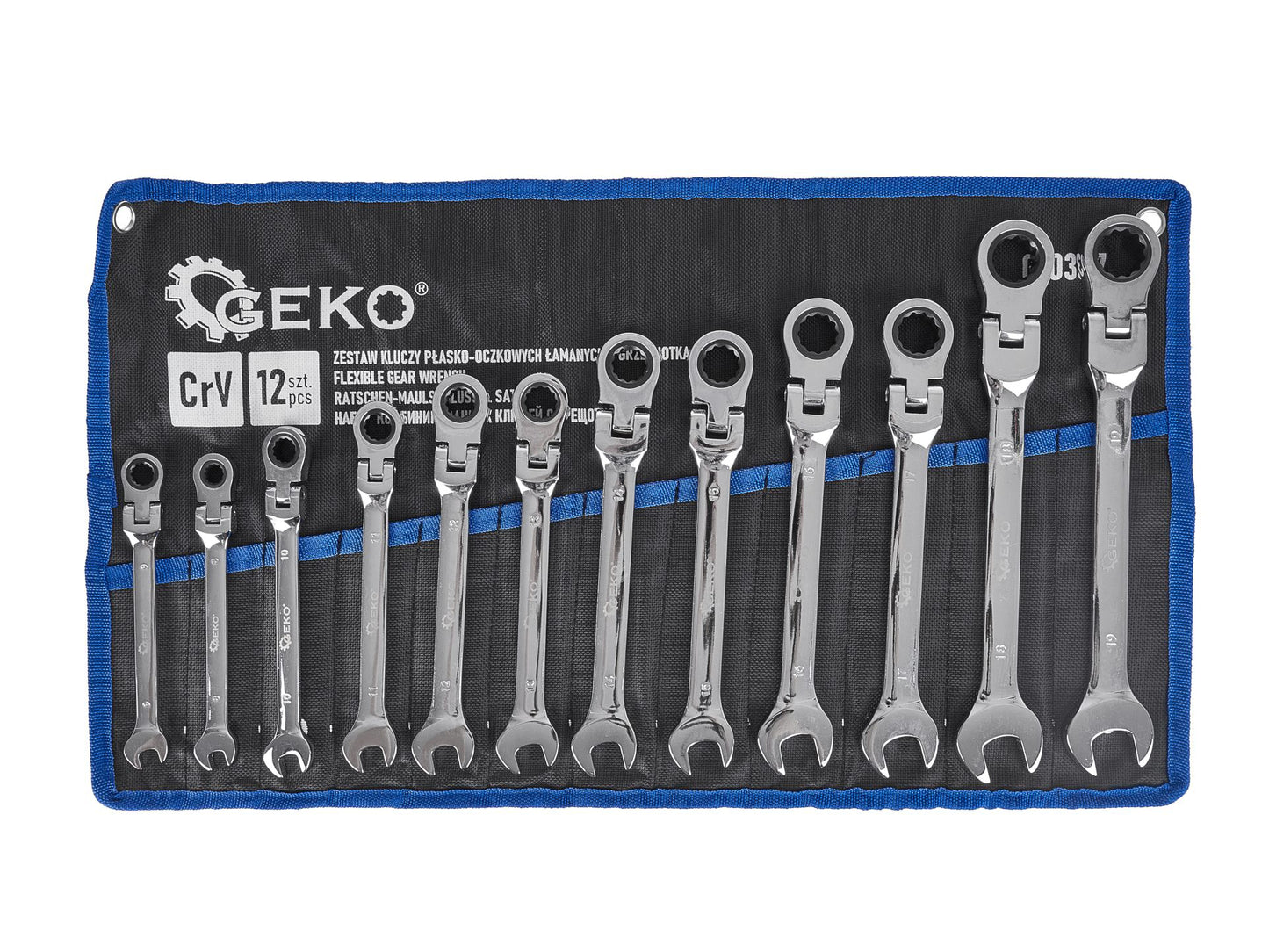 Set chei combinate cu clichet, 8-19 mm, 12 elemente, Geko G10337