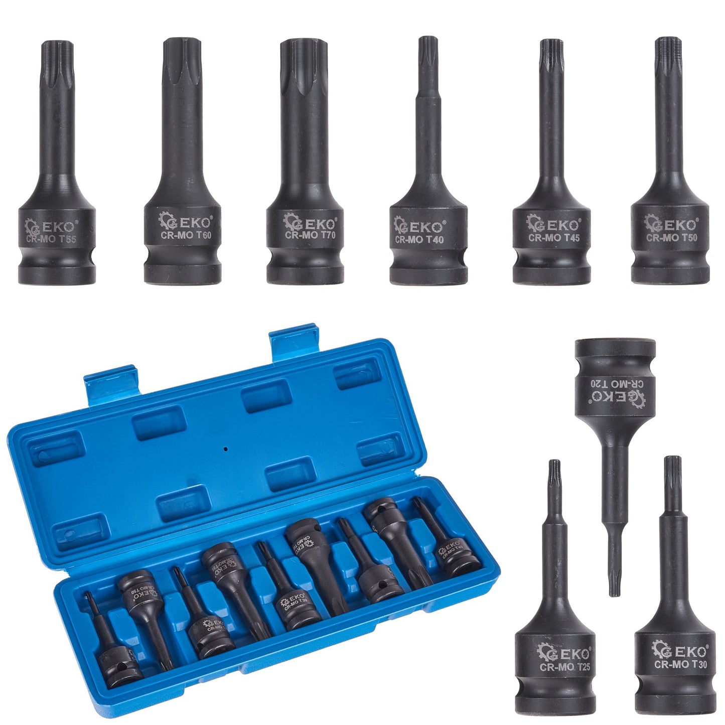 Set chei impact torx, T20-T70, Cr-Mo, 9 elemente, Geko G10526