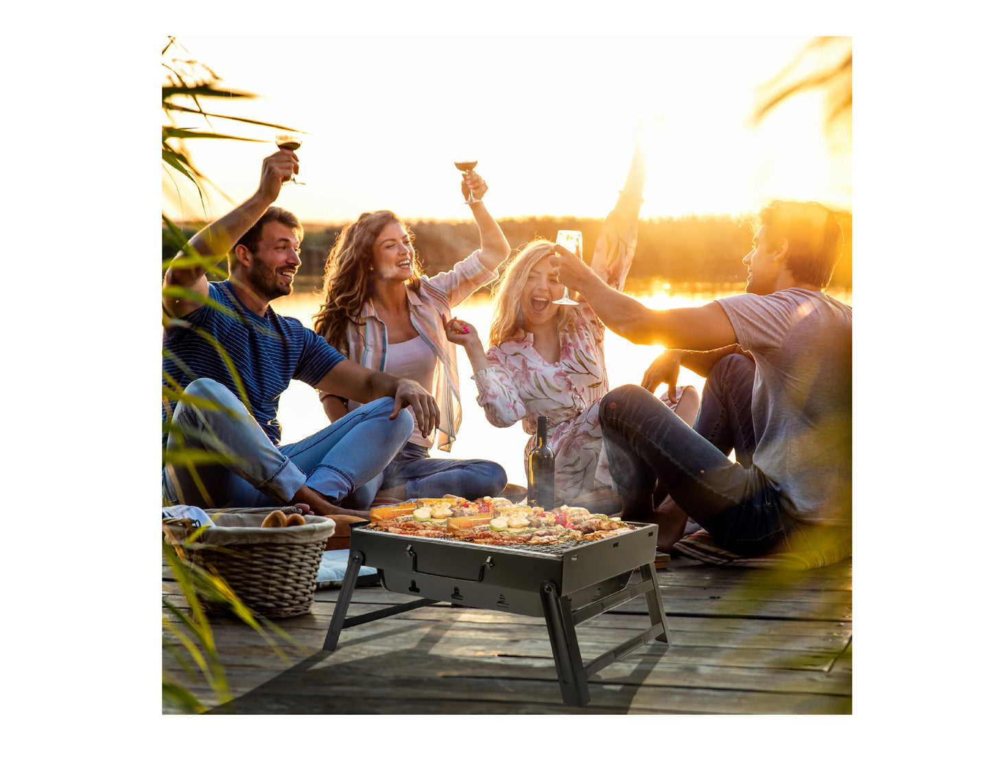 Gratar pliabil pe carbuni TravelBbq GM1000, 20 x 41.5 cm, MalTec 111037