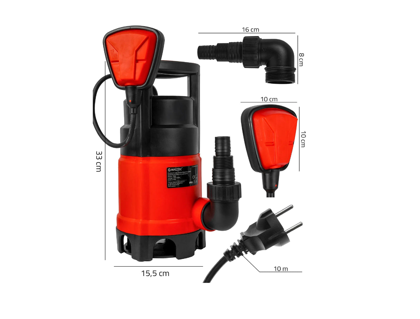 Pompa submersibila pentru apa curata / murdara MasterPump, 750 W, 12500 l / h, MalTec 111228
