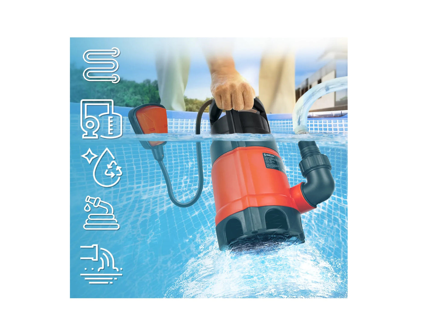 Pompa submersibila pentru apa curata / murdara MasterPump, 750 W, 12500 l / h, MalTec 111228