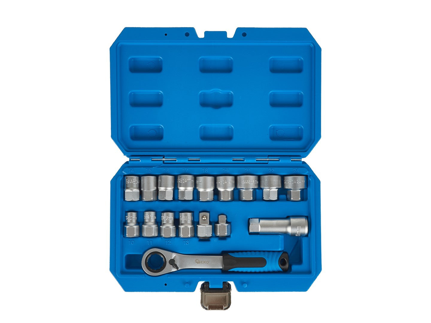 Set chei tubulare cu clichet, 17 elemente, Geko G13552