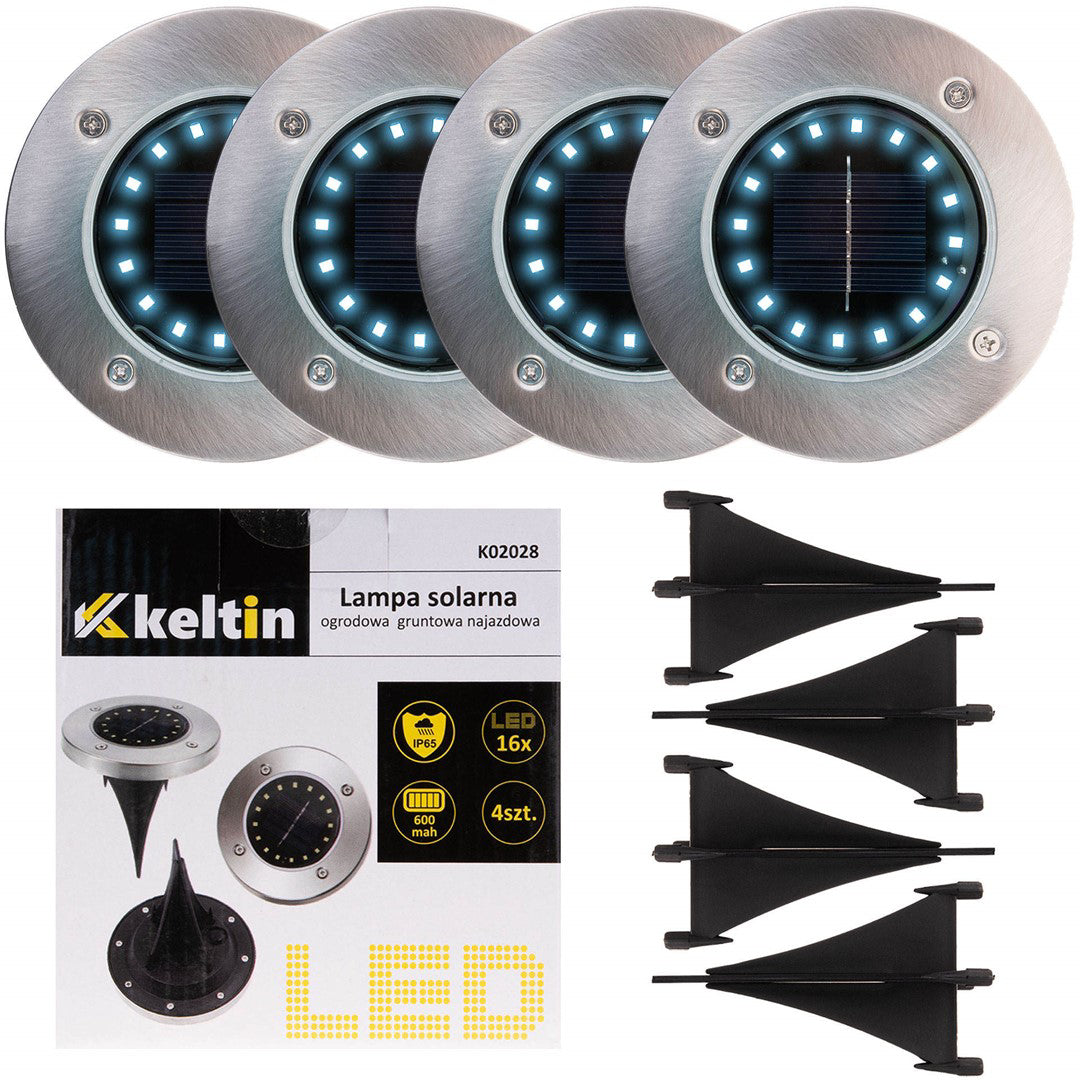 Set lampi solare de gradina cu 16 LED-uri, 4 elemente, Keltin K02028