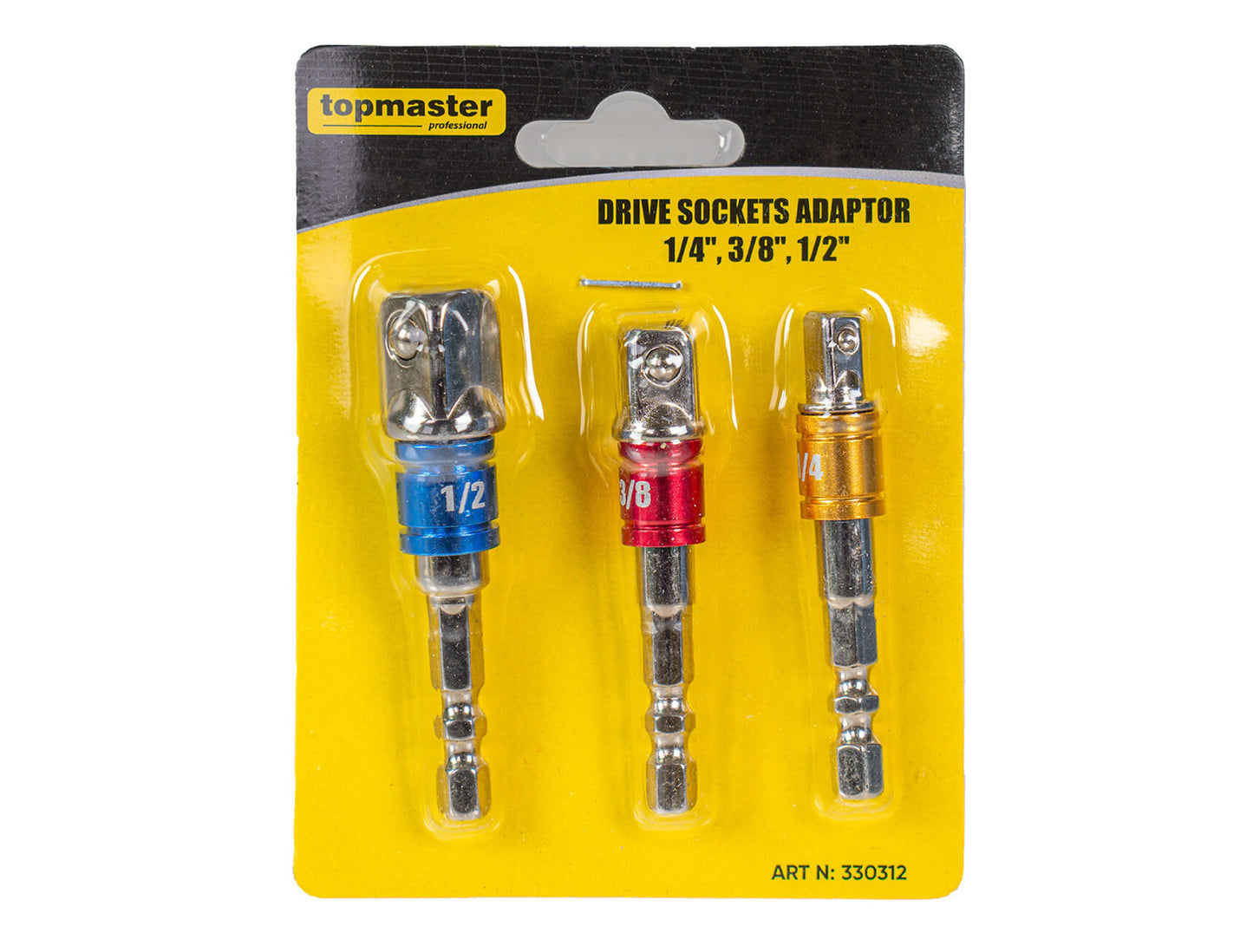 Set adaptoare chei tubulare, 1 / 2", 3 / 8", 1 / 4", 3 elemente, Topmaster 330312