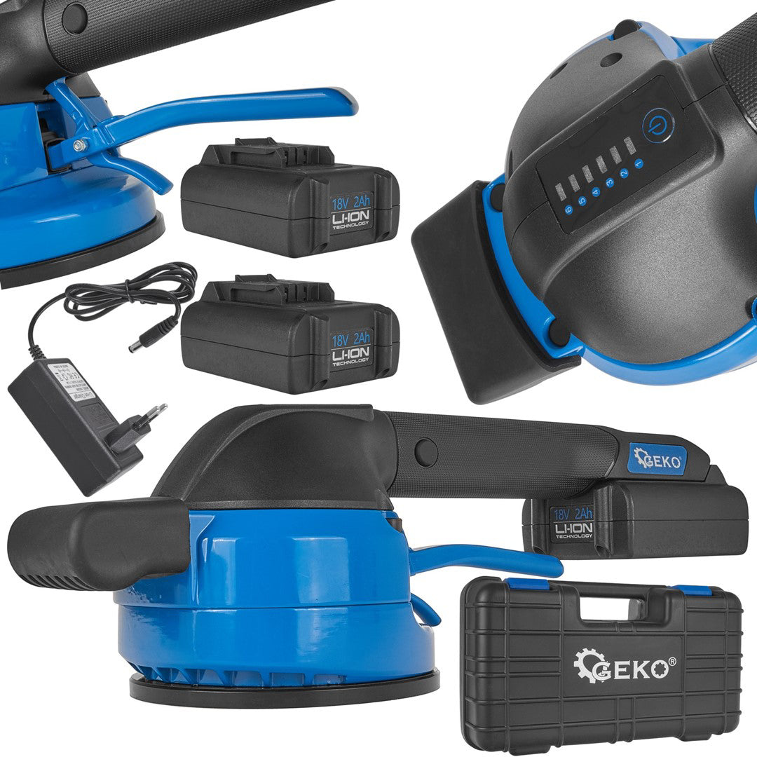 Ventuza vibranta pentru gresie si faianta cu acumulator, 120 mm, 18 V, capacitate maxima 50 kg, Geko G80672