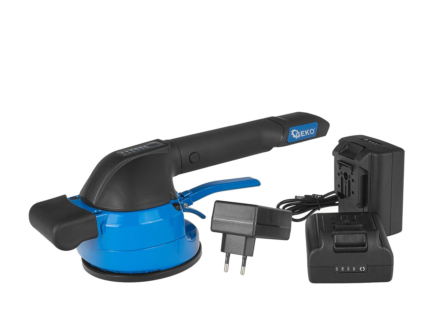 Ventuza vibranta pentru gresie si faianta cu acumulator, 120 mm, 18 V, capacitate maxima 50 kg, Geko G80672