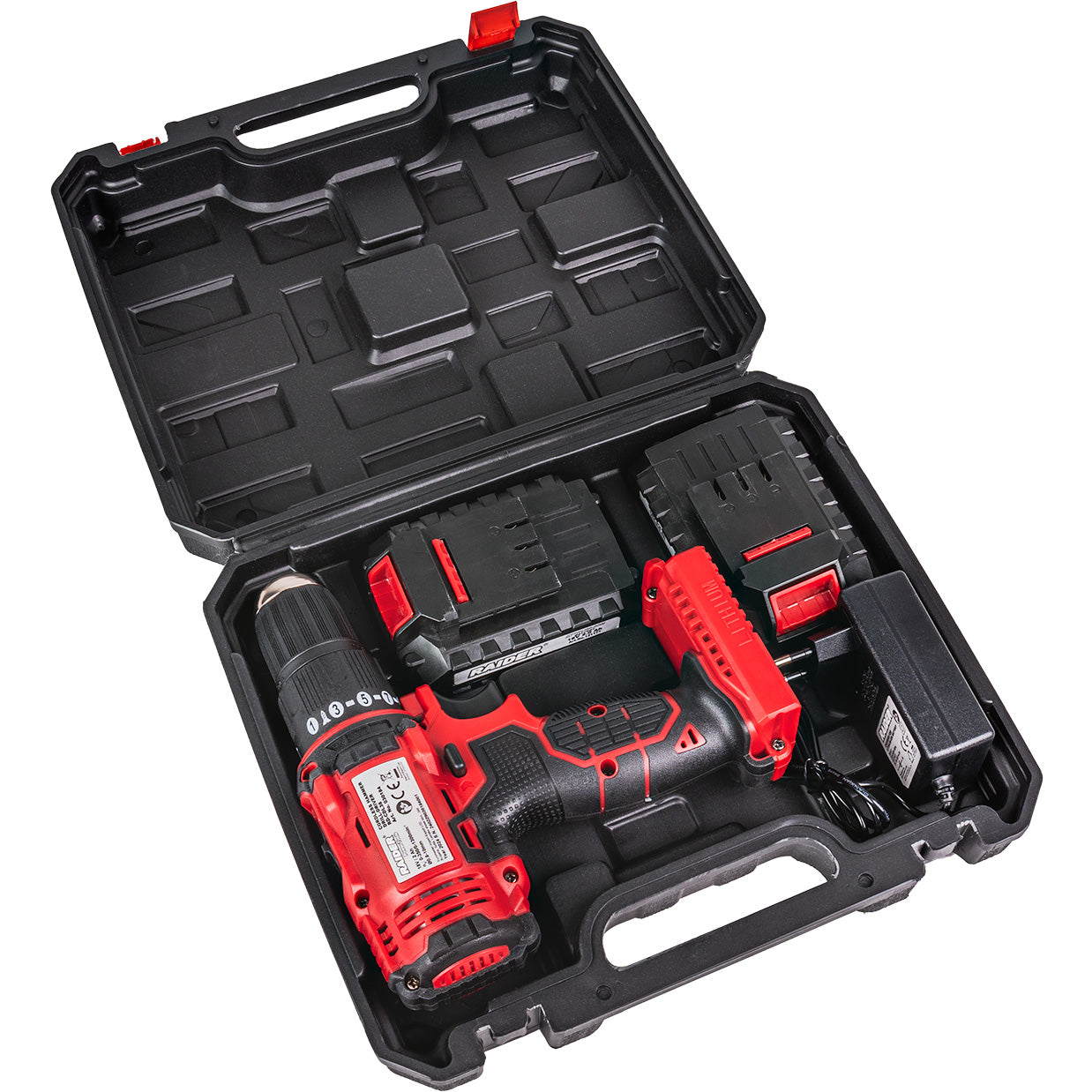 Bormasina cu percutie RD-CDL38 cu acumulator, 18 V, 2 x 2 Ah, 30 Nm, 10 mm, Raider 030184