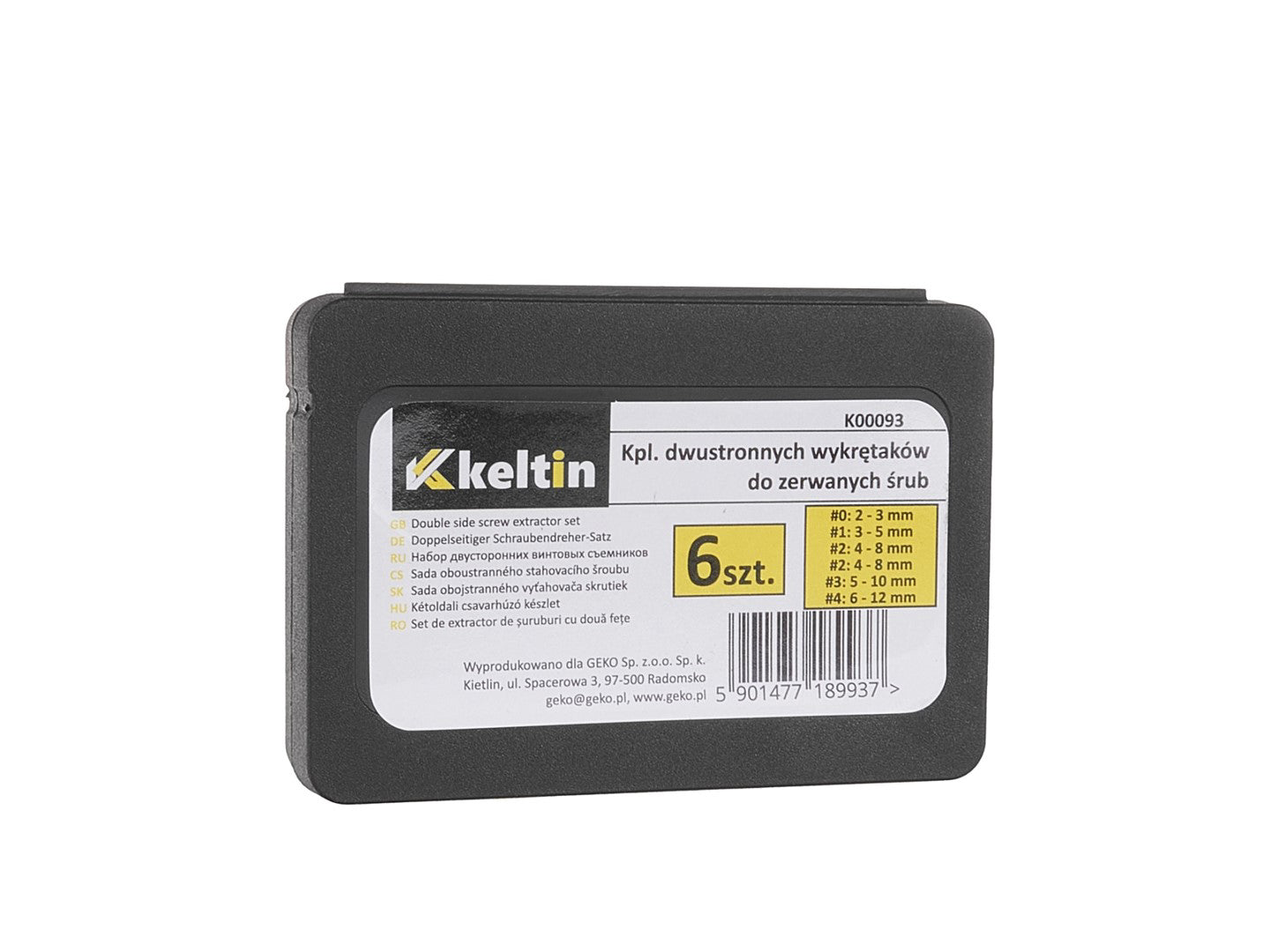 Set extractoare duble pentru suruburi rupte, 6 elemente, Keltin K00093