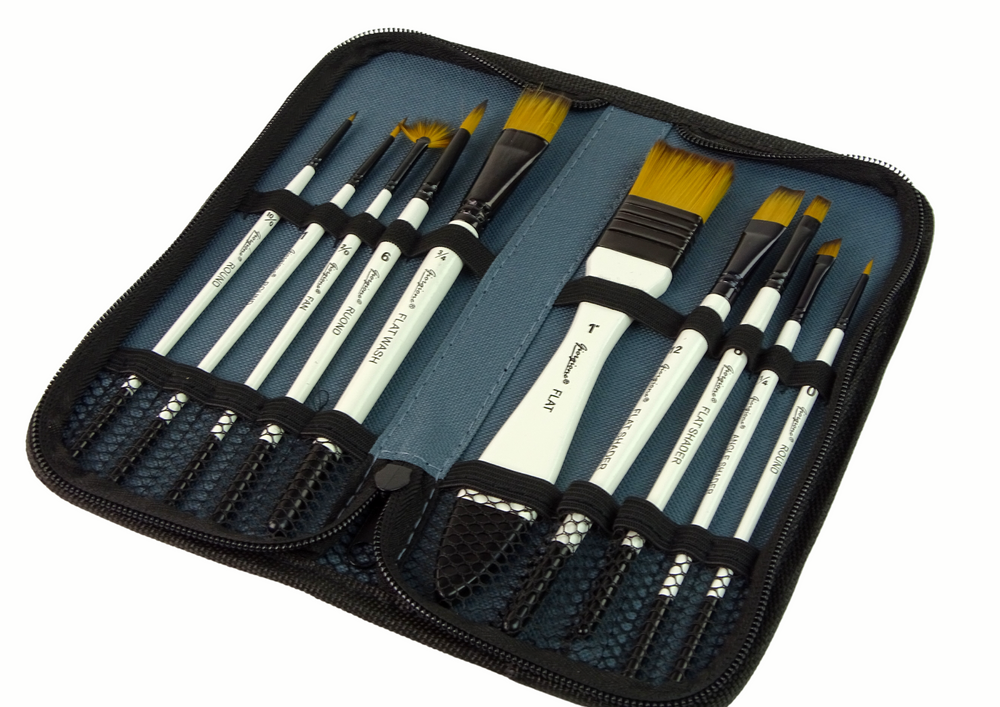 Set pensule acrilice profesionale pentru pictura, 10 elemente, Lean 16110