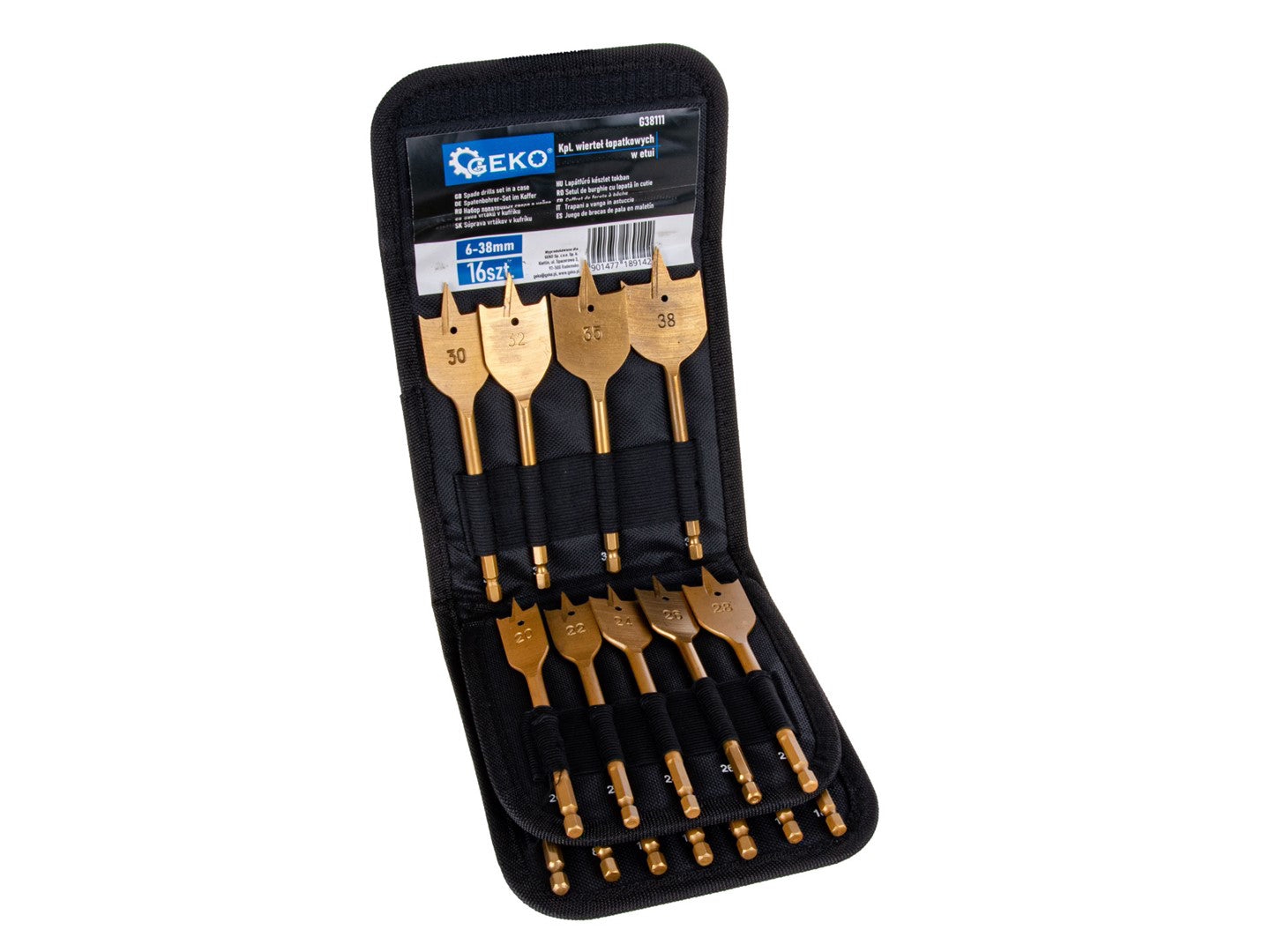 Set burghie plate pentru lemn, 16 elemente, Geko G38111