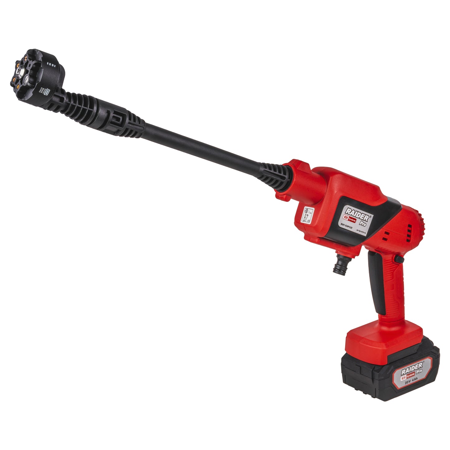 Set aparat de spalat cu presiune cu acumulator RDP-CHP20, 2.5 mPa, 4 Ah, 6 in 1, Raider 072110